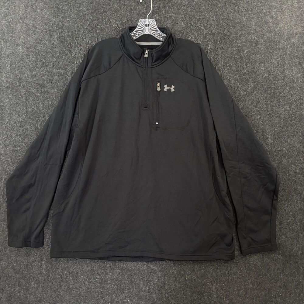 Under Armour Pullover Men's XXL Black ColdGear 1/4 Zip Chest Pocket Shirt